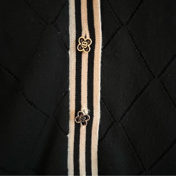 PINK TARTAN BLACK AND WHITE GEOMETRIC CARIDGAN - Picture 8 of 9